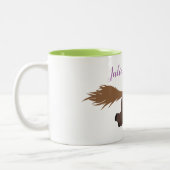 可愛いおもしろいシェトランドポニー漫画イラストレーション ツートーンマグカップ (左)