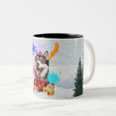 可愛いおもしろいシベリアのハスキードッグクリスマス ツートーンマグカップ (正面右)