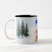 可愛いおもしろいシベリアのハスキードッグクリスマス ツートーンマグカップ (左)