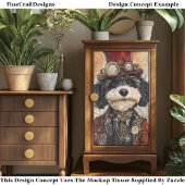 可愛いおもしろいスチームパンクブラック&ホワイトドッグAB6デコページ 薄葉紙