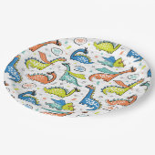 可愛いおもしろいスーパーヒーロー恐竜 ペーパープレート (アングル)