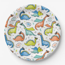 可愛いおもしろいスーパーヒーロー恐竜 ペーパープレート