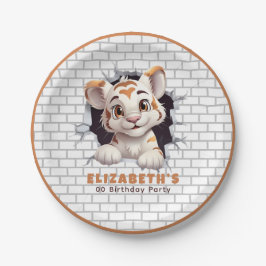 可愛いおもしろいタイガーカッブオレンジブラウンパーティー ペーパープレート