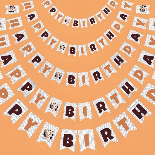 可愛いおもしろいタイガーカッブオレンジブラウン バンティングフラッグ