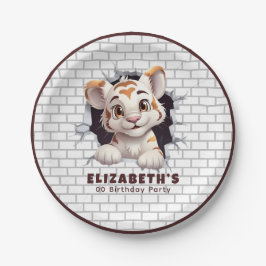 可愛いおもしろいタイガーカッブダークブラウンのパーティーをのぞく ペーパープレート