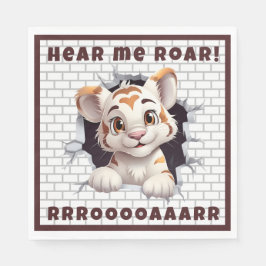 可愛いおもしろいタイガーカッブピーキングアウトカスタムダークブラウン スタンダードランチョンナプキン