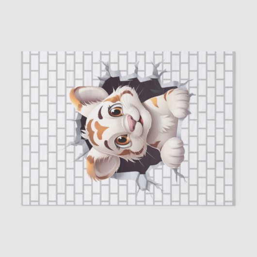 可愛いおもしろいタイガーカッブピーキングアウトデカップデコパージュパーティー 薄葉紙 (正面)