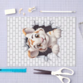 可愛いおもしろいタイガーカッブピーキングアウトデカップデコパージュパーティー 薄葉紙 (クラフト)