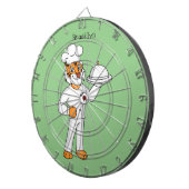 可愛いおもしろいタイガーシェフ漫画イラストレーション ダーツボード (正面右)