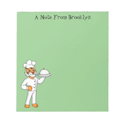 可愛いおもしろいタイガーシェフ漫画イラストレーション ノートパッド (正面)