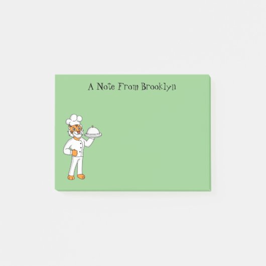 可愛いおもしろいタイガーシェフ漫画イラストレーション ポストイット (正面)