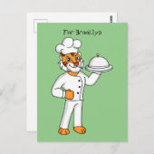 可愛いおもしろいタイガーシェフ漫画イラストレーション ポストカード (正面/裏面)