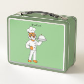 可愛いおもしろいタイガーシェフ漫画イラストレーション メタルランチボックス (裏面)