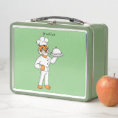 可愛いおもしろいタイガーシェフ漫画イラストレーション メタルランチボックス (インサイチュ)