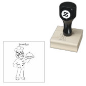 可愛いおもしろいタイガーシェフ漫画イラストレーション ラバースタンプ (押印)