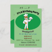 可愛いおもしろいタイガーシェフ漫画イラストレーション 招待状 (正面/裏面)