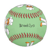 可愛いおもしろいタイガーシェフ漫画イラストレーション 野球ボール (裏面)