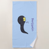 可愛いおもしろいタダーポールアニメイラストレーション ビーチタオル (正面)