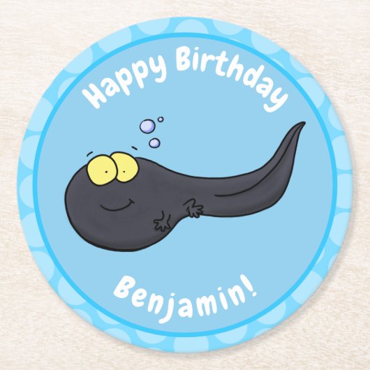 可愛いおもしろいタダーポールアニメイラストレーション ラウンドペーパーコースター (正面)