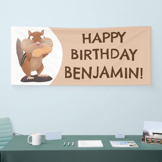 可愛いおもしろいチプムンパーソナライズされたクの誕生日 横断幕 (トレードショー)