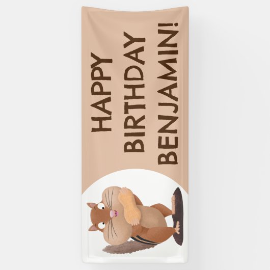 可愛いおもしろいチプムンパーソナライズされたクの誕生日 横断幕 (縦)