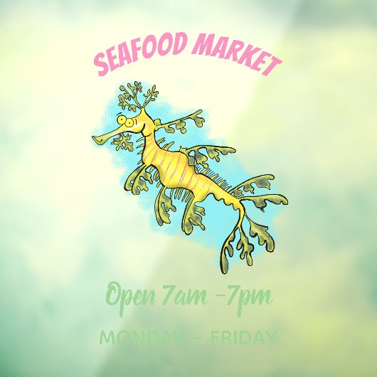 可愛いおもしろいチラシの海ドラゴン漫画イラストレーション ウィンドウサイン (シート3)