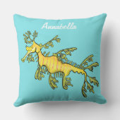 可愛いおもしろいチラシの海ドラゴン漫画イラストレーション クッション (裏面)