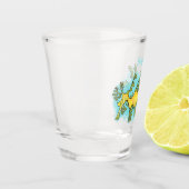 可愛いおもしろいチラシの海ドラゴン漫画イラストレーション ショットグラス (左)