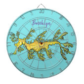 可愛いおもしろいチラシの海ドラゴン漫画イラストレーション ダーツボード (正面)