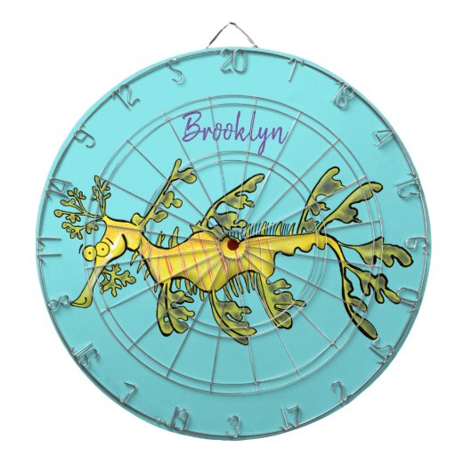 可愛いおもしろいチラシの海ドラゴン漫画イラストレーション ダーツボード (正面)