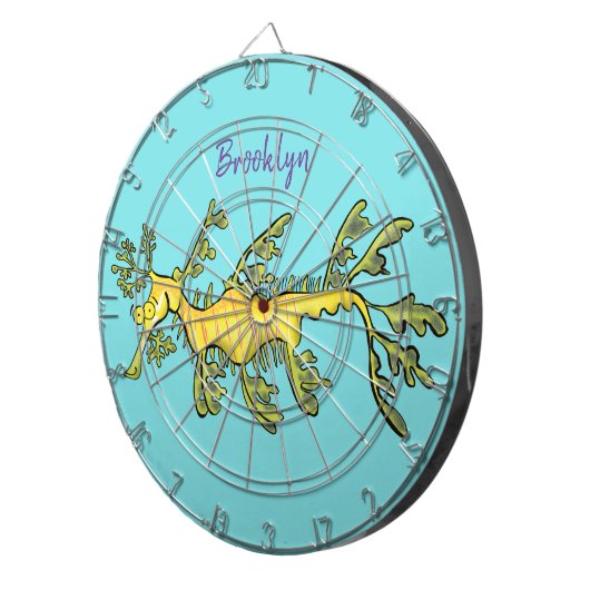 可愛いおもしろいチラシの海ドラゴン漫画イラストレーション ダーツボード (正面右)