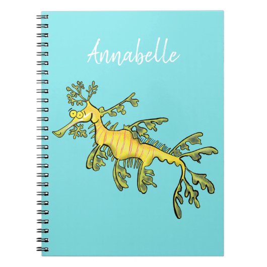 可愛いおもしろいチラシの海ドラゴン漫画イラストレーション ノートブック (正面)