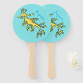 可愛いおもしろいチラシの海ドラゴン漫画イラストレーション ハンドファン (正面&裏面)