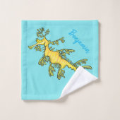 可愛いおもしろいチラシの海ドラゴン漫画イラストレーション バスタオルセット (ウォッシュタオル)