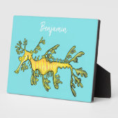 可愛いおもしろいチラシの海ドラゴン漫画イラストレーション フォトプラーク (側面)