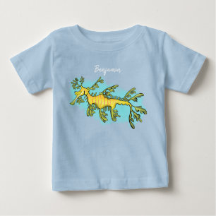 可愛いおもしろいチラシの海ドラゴン漫画イラストレーション ベビーTシャツ