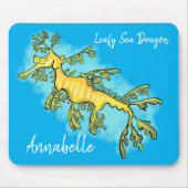 可愛いおもしろいチラシの海ドラゴン漫画イラストレーション マウスパッド (正面)
