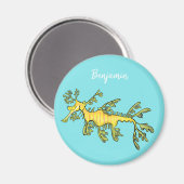 可愛いおもしろいチラシの海ドラゴン漫画イラストレーション マグネット (正面/裏面)