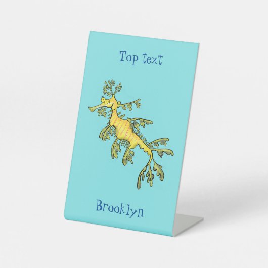 可愛いおもしろいチラシの海ドラゴン漫画イラストレーション 台座サイン (正面)