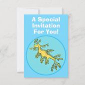 可愛いおもしろいチラシの海ドラゴン漫画イラストレーション 招待状 (裏面)