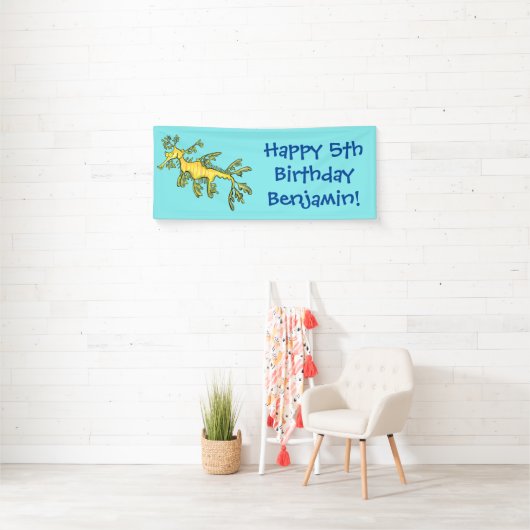 可愛いおもしろいチラシの海ドラゴン漫画イラストレーション 横断幕 (インサイチュ)