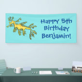 可愛いおもしろいチラシの海ドラゴン漫画イラストレーション 横断幕 (トレードショー)