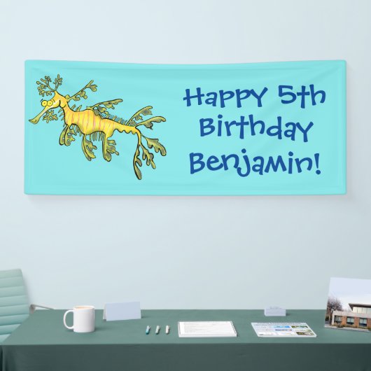 可愛いおもしろいチラシの海ドラゴン漫画イラストレーション 横断幕 (トレードショー)