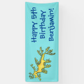 可愛いおもしろいチラシの海ドラゴン漫画イラストレーション 横断幕 (縦)