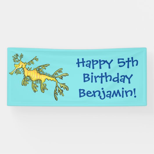 可愛いおもしろいチラシの海ドラゴン漫画イラストレーション 横断幕 (横)