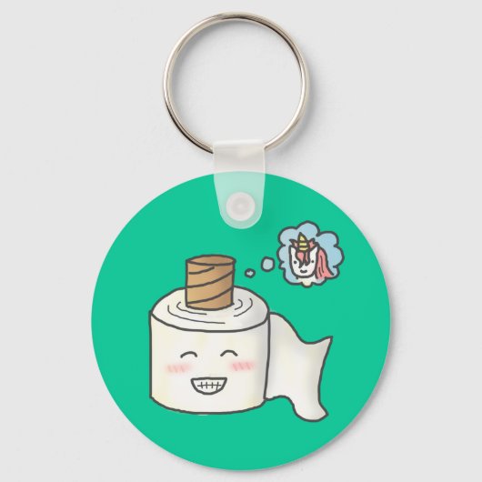 可愛いおもしろいトイレ紙夢を見るユニコーン キーホルダー (正面)