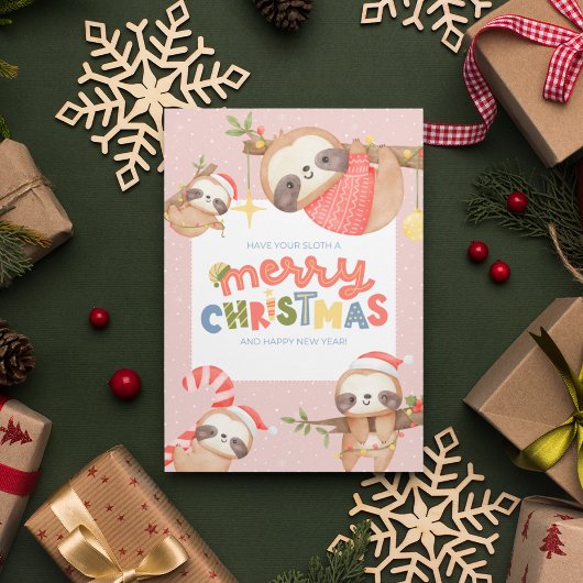 可愛いおもしろいトレンディーメリークリスマススロース シーズンカード