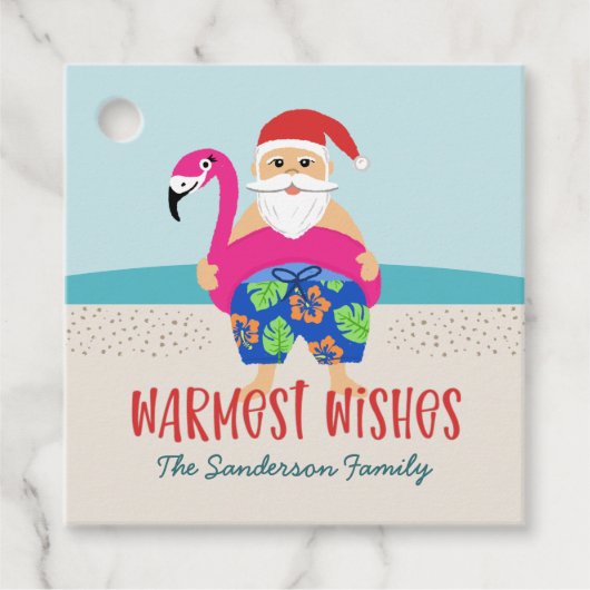 可愛いおもしろいトロピカルサンタプールフロート名 フェイバータグ (正面)