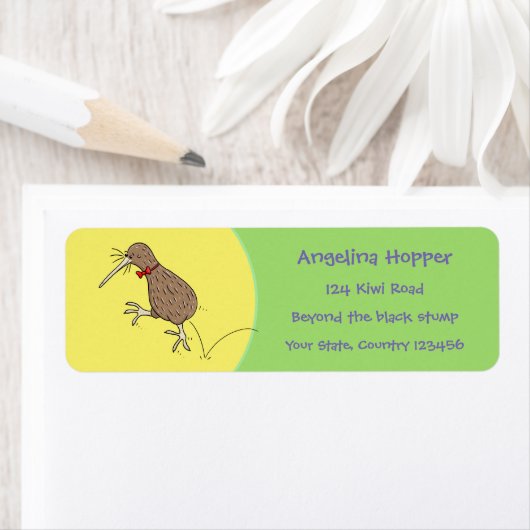 可愛いおもしろいニュージーランドのキウイのジャンプ漫画 ラベル (インサイチュ)