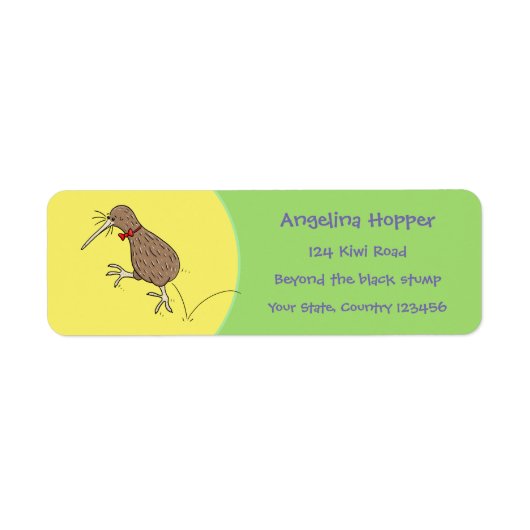 可愛いおもしろいニュージーランドのキウイのジャンプ漫画 ラベル (正面)